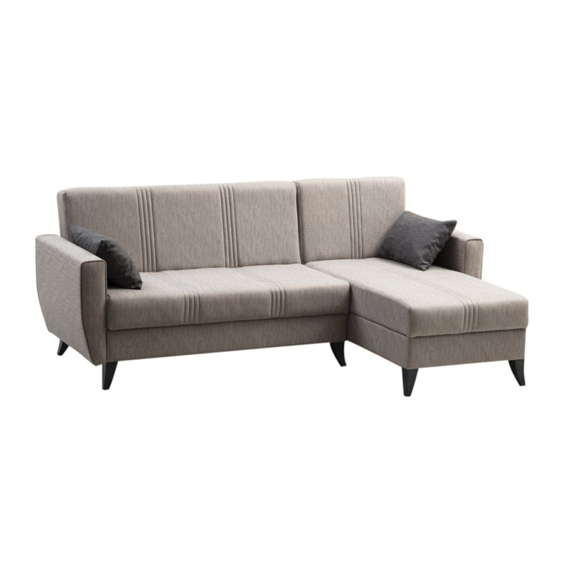 Canapé-lit d'angle Laquieta, 100 % polyester gris clair