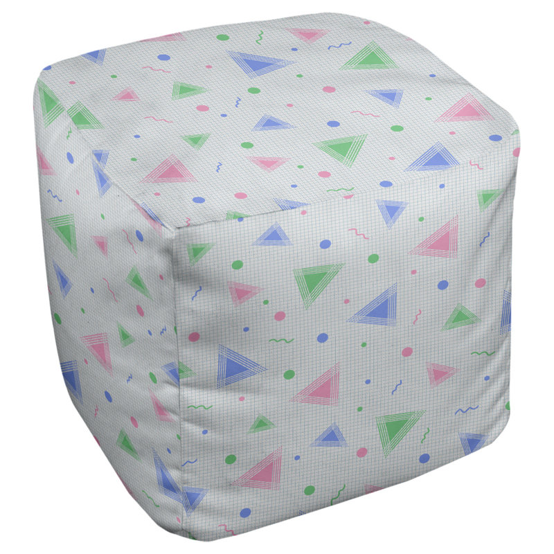 Repose-pieds à cubes rétro 90s Leffel, H 19,5 po x L 117 po x P 20 po, Bleu / Rose / Vert