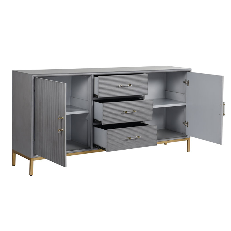 Milano Sideboard - Fluted Front Panels - Sheen Slate Grey Finish