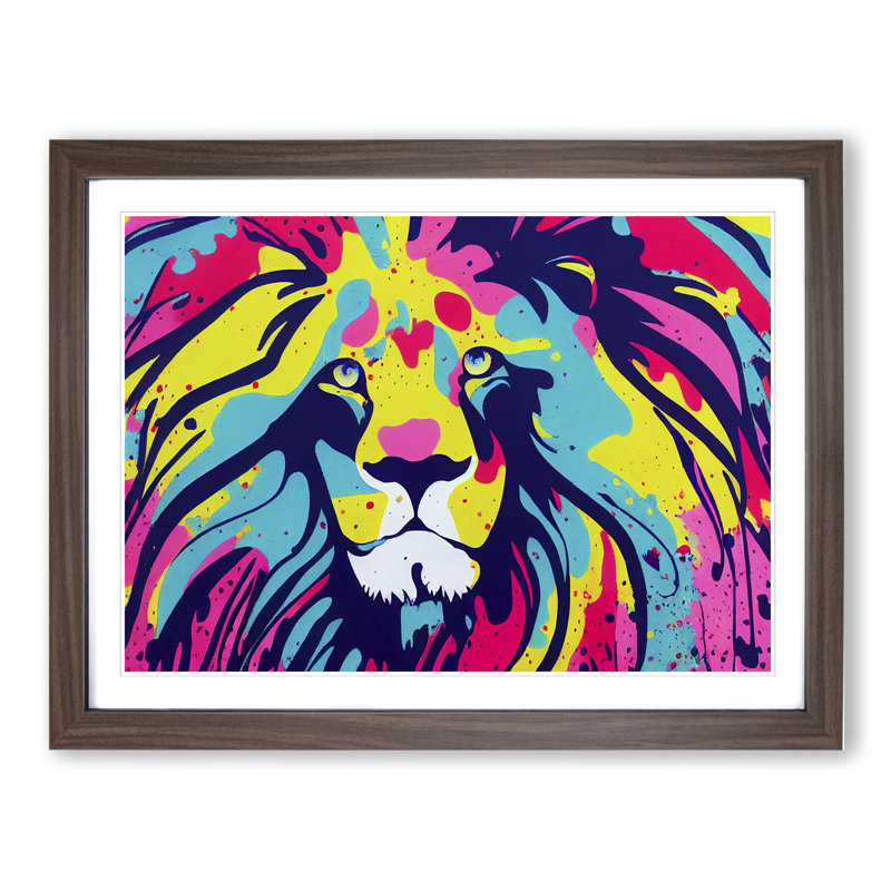 Splashed Lion Vol.4 Abstract - Framed Print, Walnut, 25cm H x 34cm W x 2cm D