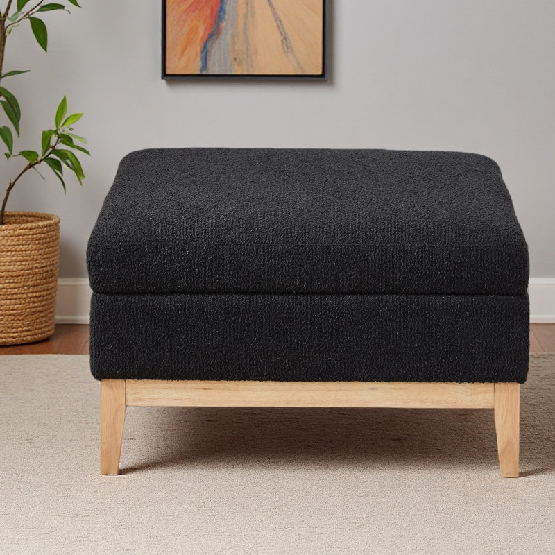 Repose-pieds avec rangement 33,86 "avec base en bois et table basse avec couvercle réversible, repose-pieds avec repose-pieds en bois d'hévéa