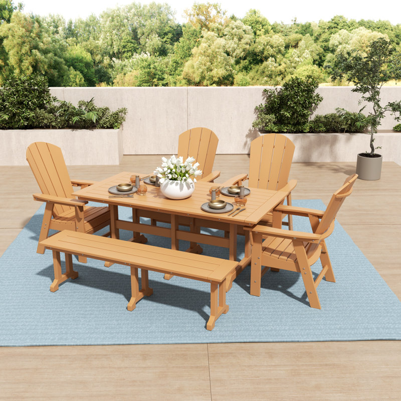 Laguna 6 - Person Patio Dining Set with Rectangular Table, Beige
