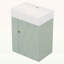 Meuble-lavabo de salle de bain avec lavabo en céramique, poignée dorée et tablettes latérales pour les petits espaces-1861651611