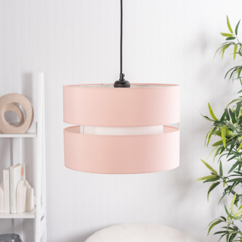 Blended Fabric Drum Pendant Shade, Pink, 24cm H x 35cm W x 35cm D