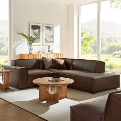 Canapé modulaire en forme de L 3 pièces Bange en espresso Bange