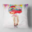 Portrait girl avec oreiller parapluie