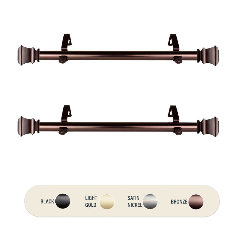 Pineda 1" Side Adjustable Single Curtain Rod, Bronze