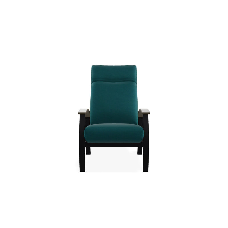 Chaise de patio inclinable avec coussins Askar, Toile Aruba Sunbrella®, Noir texturé, Bois de plage P40