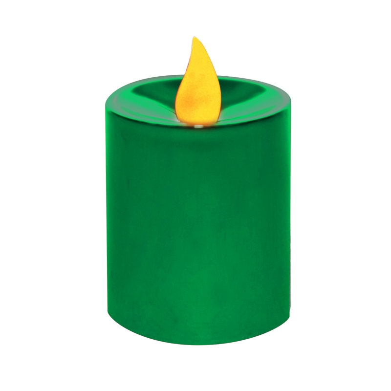 Bougie votive métallique sans parfum, Vert