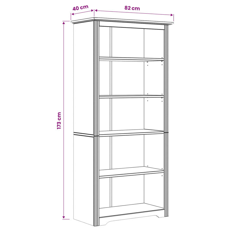 173 cm H x 82 cm W Bookcase