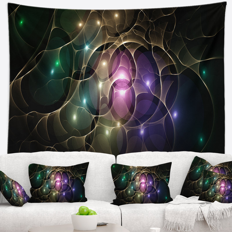 Tapisserie abstraite d'une myriade de cercles colorés, H 68 po x l 80 po