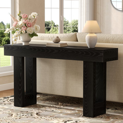 Canapé 63 po et console de vestibule rustique étroit en grain de bois foncé