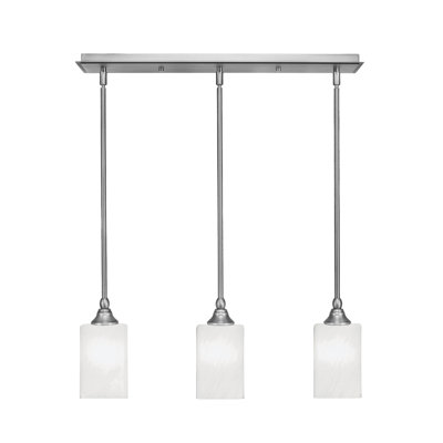 3 Light Stem Hung Linear Pendalier Shown With 4" Glass