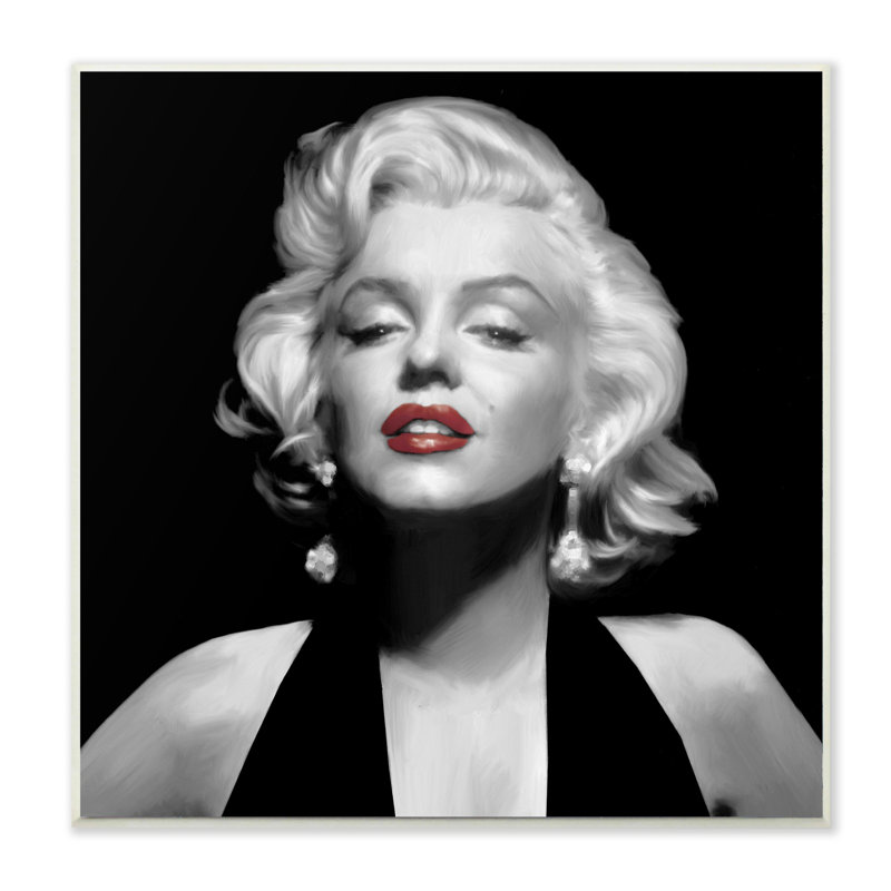 «Marilyn Red Lips Illustration» par Grace Popp - impression sur toile, H 12 po x l 12 po x P 0,5 po, Plaque murale