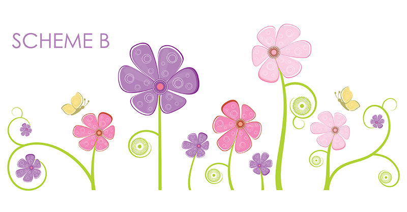 Décalcomanie murale fleur et papillon, Schéma B