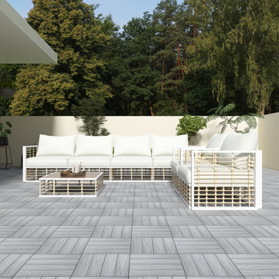 7-Piece Metal Patio Sectional Sofa Set With Coffee Table