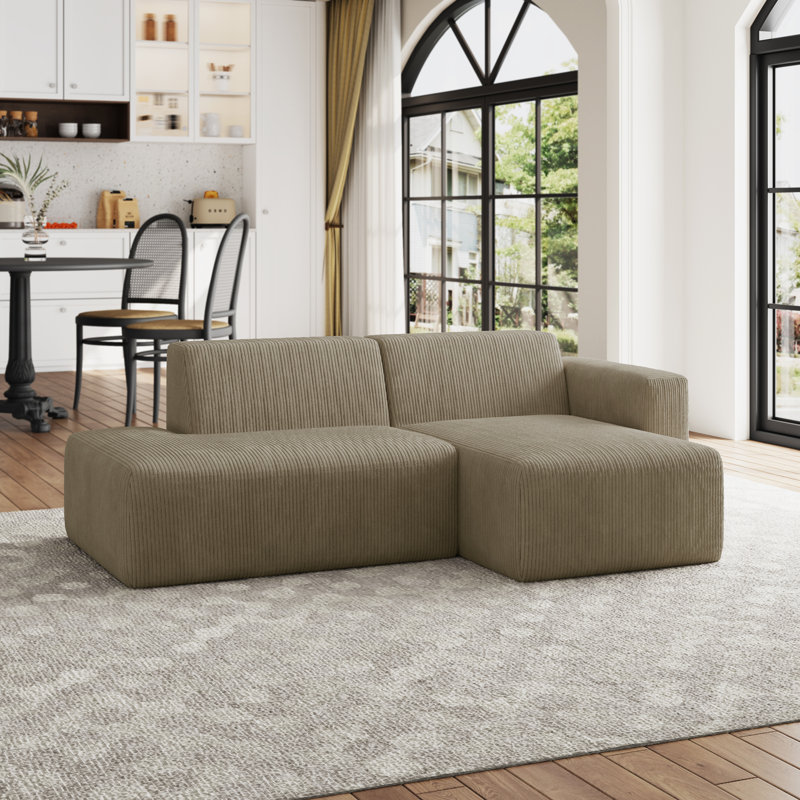 Berlare Modular Corner Sofa, Khaki Corduroy, Right Hand Facing