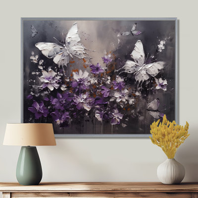 Ryuzo, ailes de papillon mauves et blanches - Fleurs, impressions sur toile