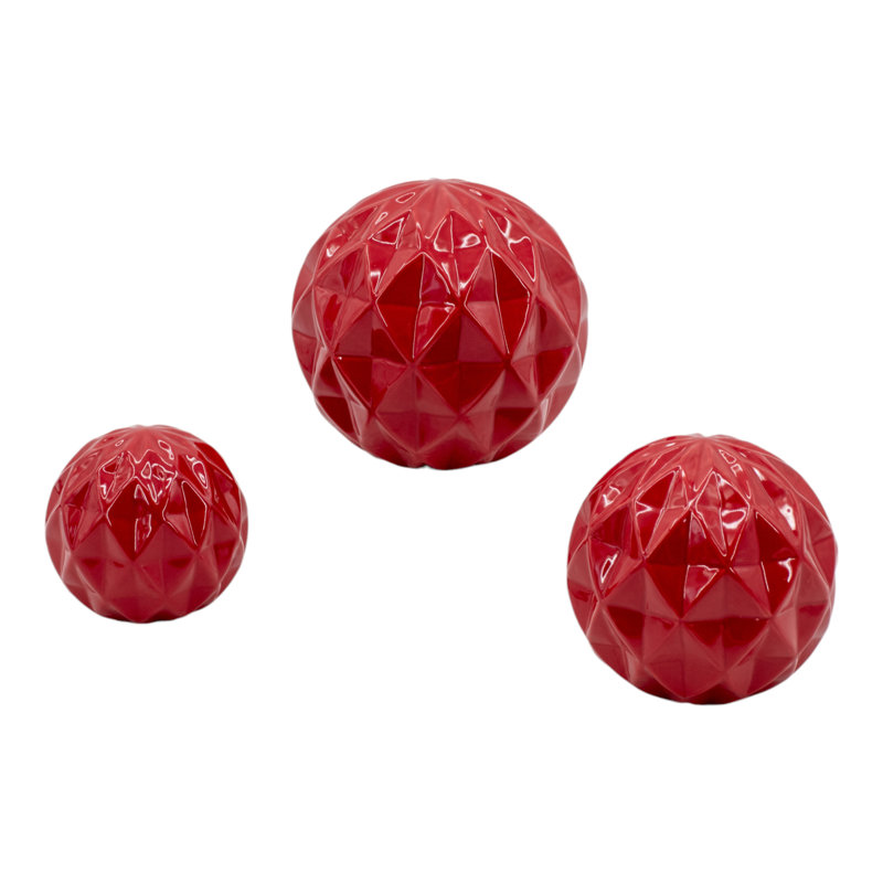 Sagebrook Home 3-Pieces 4/5/6" Varena Red Decor Balls
