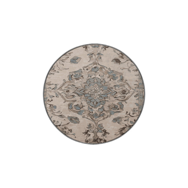 Tapis gris soyeux et moelleux, Rond 4 pi