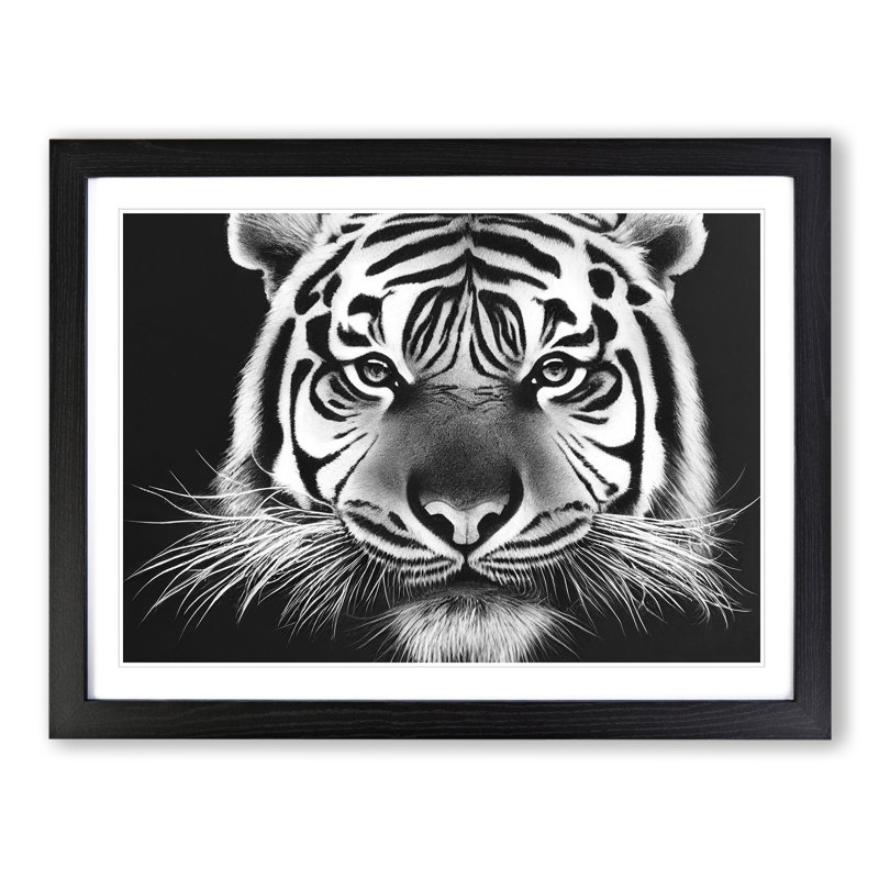 Monochrome Tiger Vol.2 - Framed Print, Black Framed, 46cm H x 64cm W x 2cm D