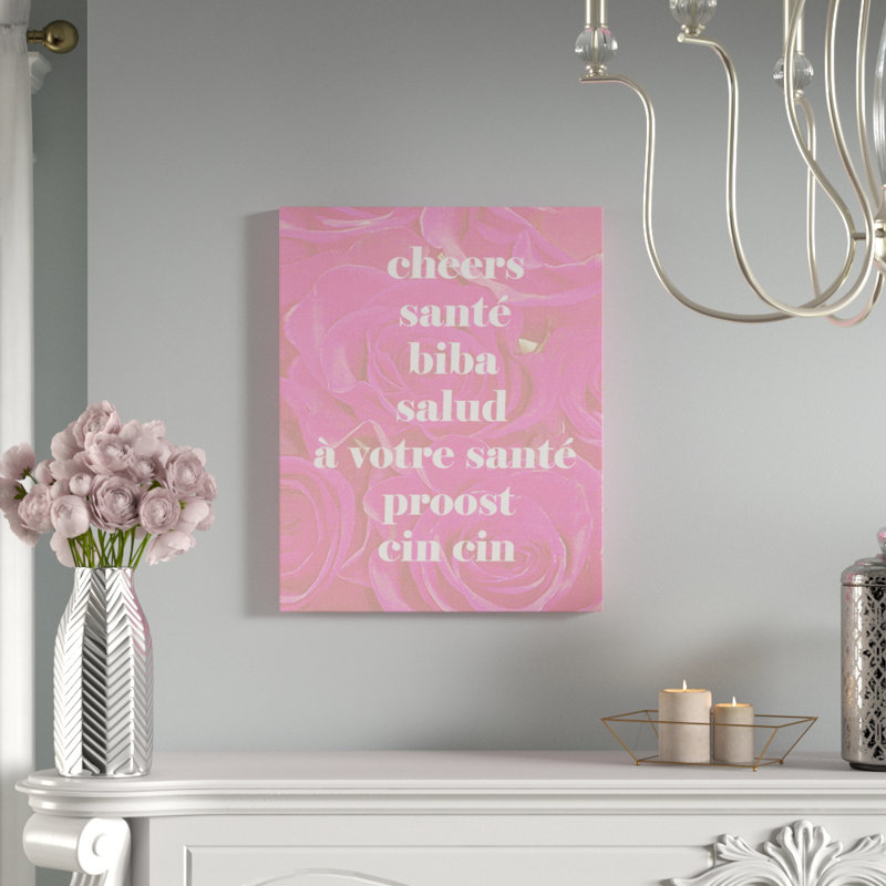 Art mural sur toile «Cheers in différentes langages» par House of Lulu, H 20 po x l 16 po x P 1,5 po, Toile tendue