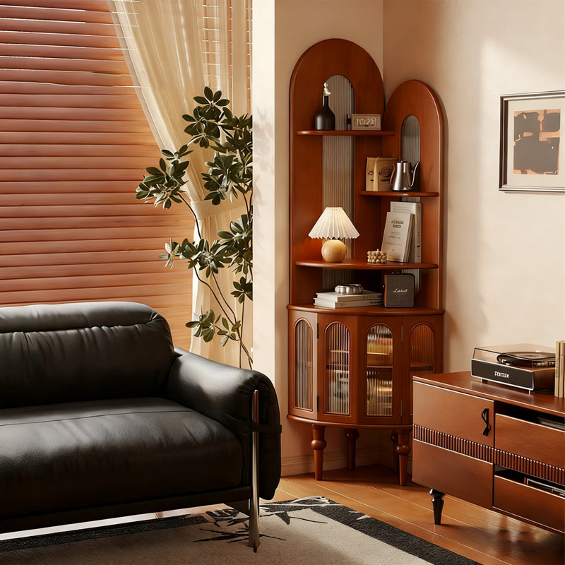 Tan Solid Wood Corner cabinet