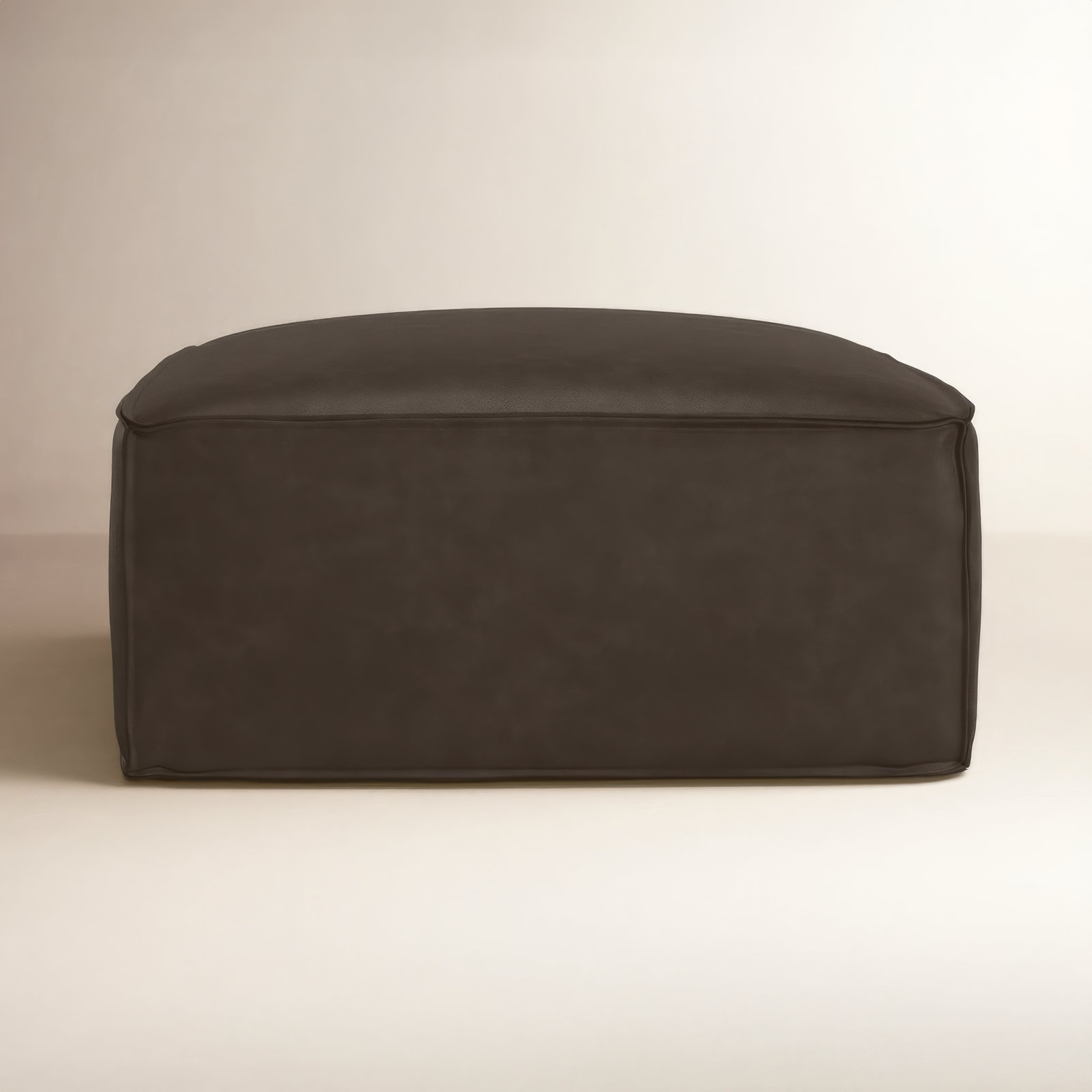 Delio 34" Genuine Leather Ottoman, Derrick Concrete Genuine Leather