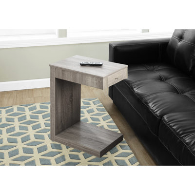 Modern Accent Table With Hidden Storage, Taupe - 19.64 Lb End Drawer, Contemporary Style