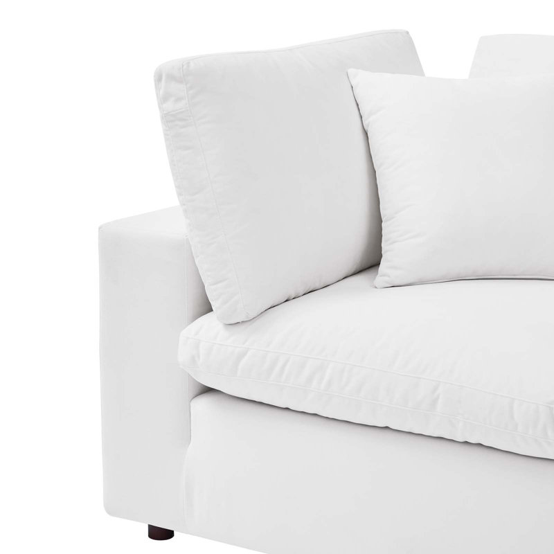 Commix Down Filled Overstuffed Performance Velvet Corner Chair, White Velvet