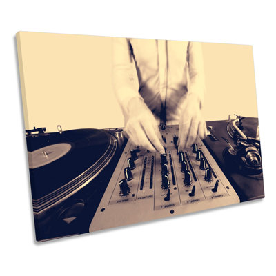DJ Turntables Decks Record Music - Wrapped Canvas Print