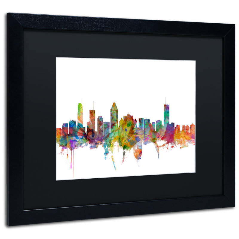 « montréal canada horizon », impression encadrée, H 16 po x l 20 po x P 0,5 po, Noir, Cadre noir