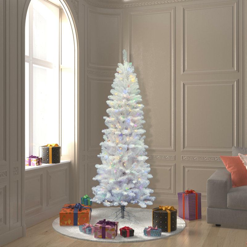 White Pine Artificial Christmas Tree with Multi-Colored Mini Lights