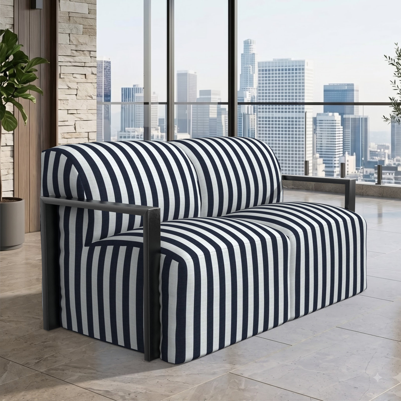Rosalie 62" Sunbrella® Patio Loveseat, Sunbrella® Expressive Mist