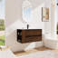 Meuble-lavabo de 36 po avec lavabo en céramique et tiroirs à fermeture en douceur - Flair contemporain Chêne brun de qualité Contreplaqué de qualité Options de rangement abondantes-457576947-457576949