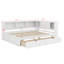 Structure de lit de jour avec 2 tiroirs et tablettes de rangement, canapé-lit d'angle en bois avec ports USB et DEL-1360286967