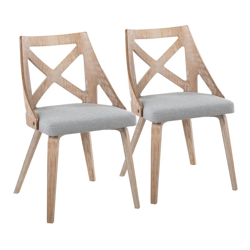 Raimonda 18.25'' H Fabric Upholstered Side Chair, Blue, Whitewashed