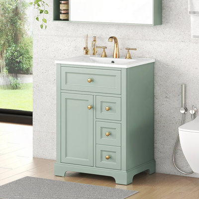 Meuble-lavabo de salle de bain avec lavabo, 3 tiroirs