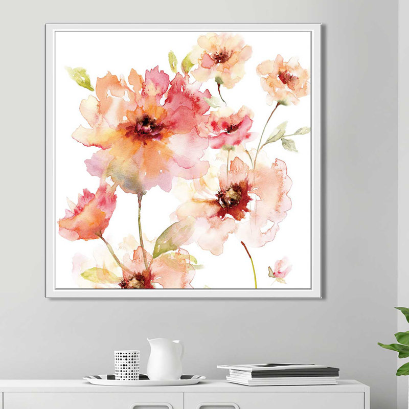 «Translucent I», reproduction de peinture à l'aquarelle, H 31,5 po x l 31,5 po x P 2 po, Cadre flottant blanc