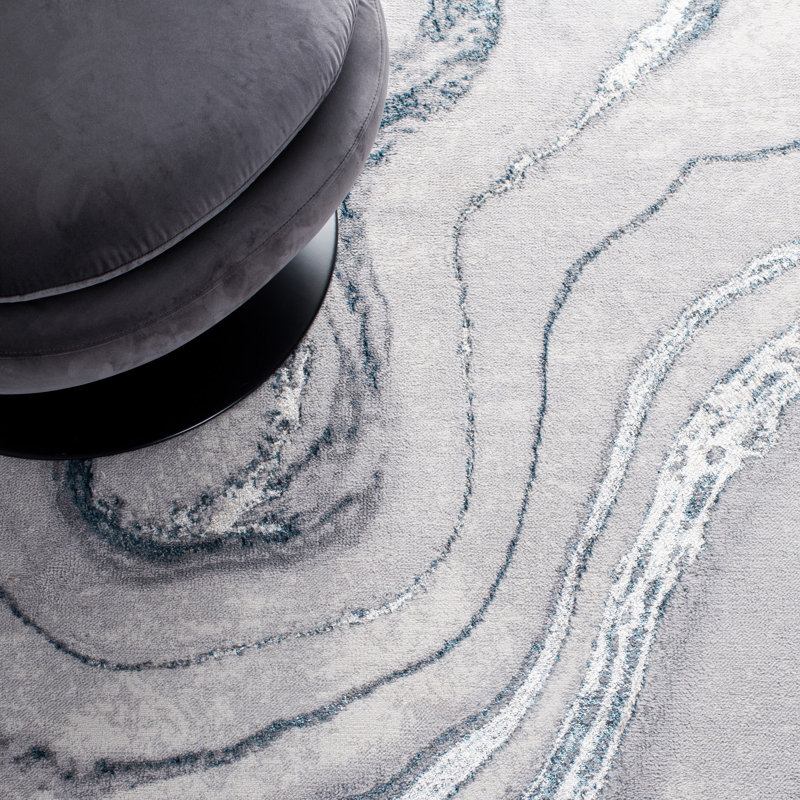 Tapis gris / bleu Shara, Rectangle 3 pi x 5 pi