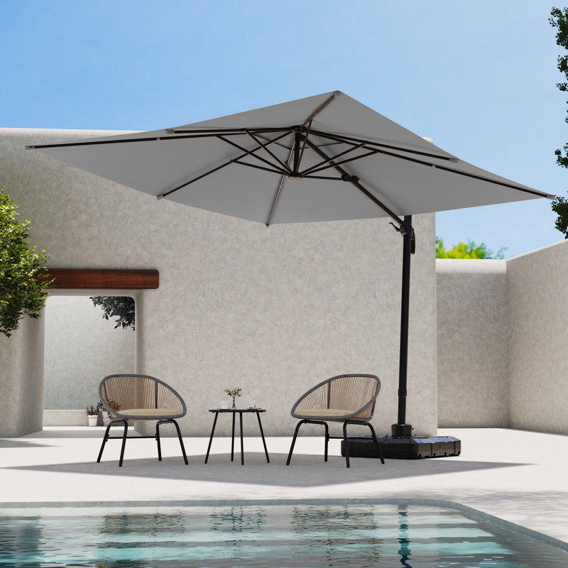 Parasol en porte-à-faux 10 pi avec base Servan Servan, Gris, 10 Ft. X 10 Ft. 