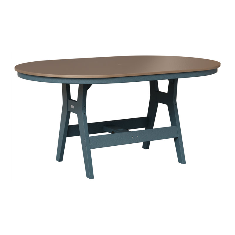 Harbor Outdoor Oval Bar Table, Hammered Top Bronze, 38.87" H x 64" W x 44" D, Slate