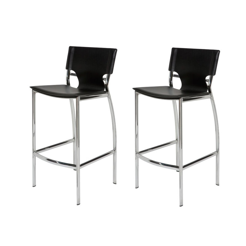 Modern Faux Leather Chrome Frame Stool – PU Upholstered Accent Seating for Kitchen, Bar, or Vanity