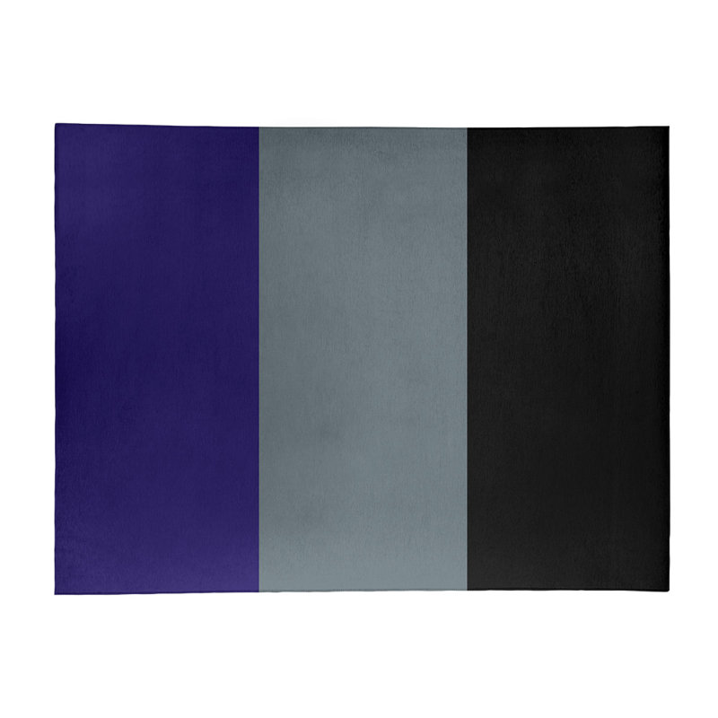 Tapis à rayures mauve/gris/noir, Rectangle 5 pi x 7 pi