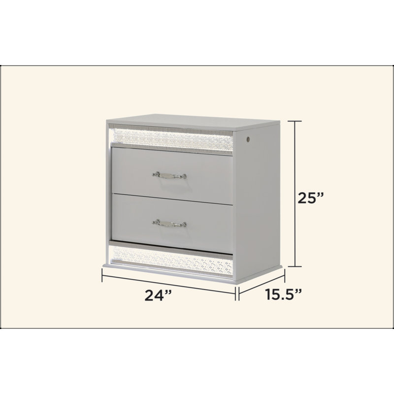 Glam Modern Style 2-Drawer Night Stand Made With Wood In White