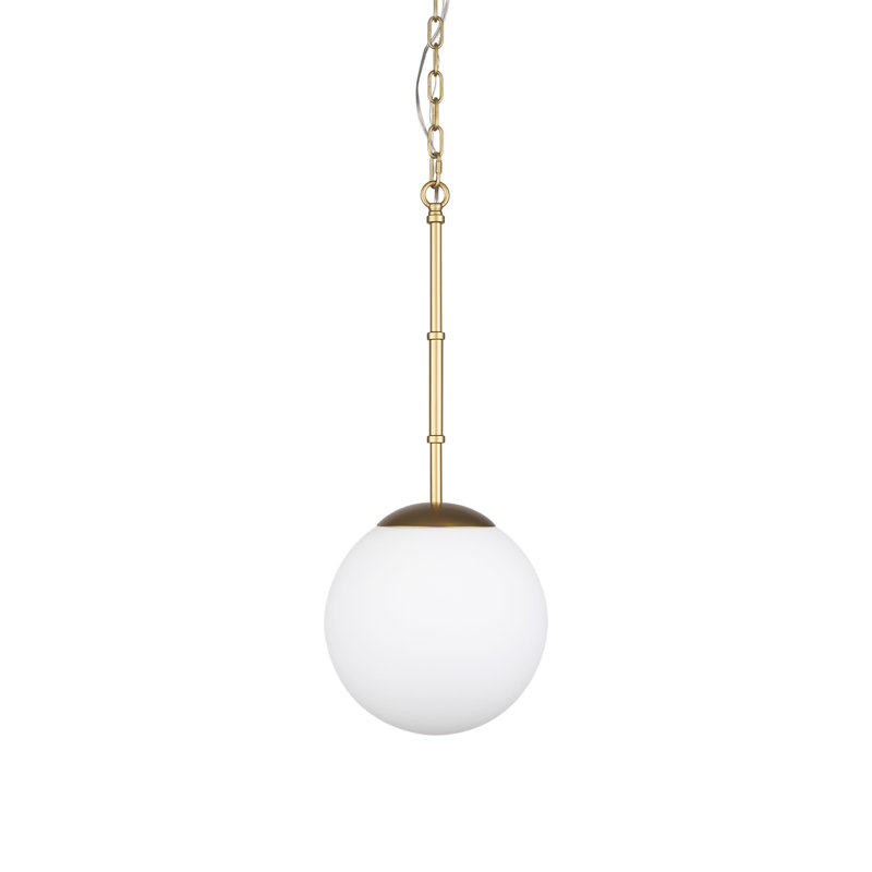 Luminaire suspendu simple à 1 lumière Cleary, Or brossé