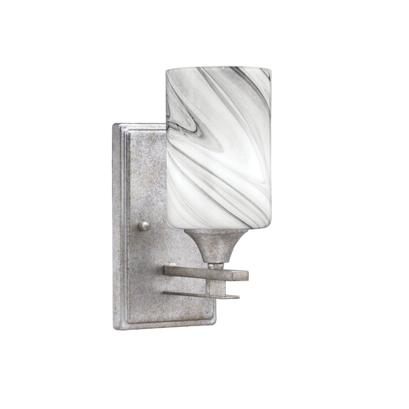 Applique murale Uptowne, fini argent vieilli avec verre de 4 po, Onyx