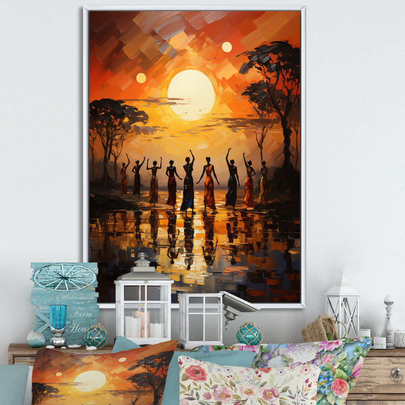 Kloman African Savannah Melody II, H 32 po x l 16 po x P 1 po, Cadre flottant blanc