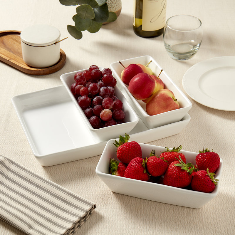 Denmark Tools for Cooks White 4-piece Rectangular Ceramic Serving Set