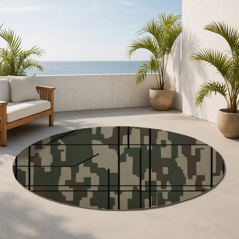 Tapis intérieur et extérieur Warden Line, Rond 5 pi